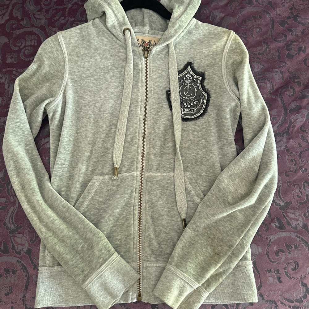 Juicy Couture Gray Velvet Zip Up Hoodie